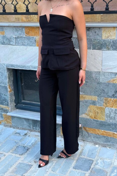 ONE COLOR VEST+TROUSERS WOMEN SET BLACK/ E ZEZE - 4