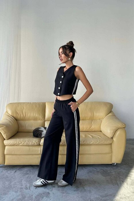 ONE COLOR VEST+TROUSERS WOMEN SET BLACK/ E ZEZE - 4