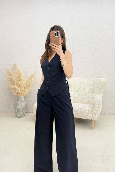ONE COLOR VEST+TROUSERS WOMEN SET BLUE/BLU - 3