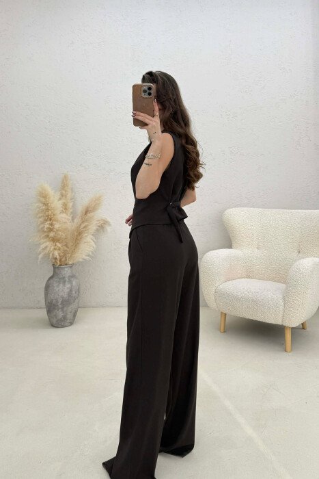 ONE COLOR VEST+TROUSERS WOMEN SET DARK BROWN/KAE - 2