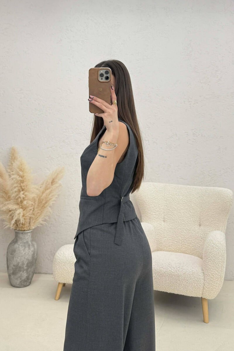 ONE COLOR VEST+TROUSERS WOMEN SET DARK GREY/GEE - 3