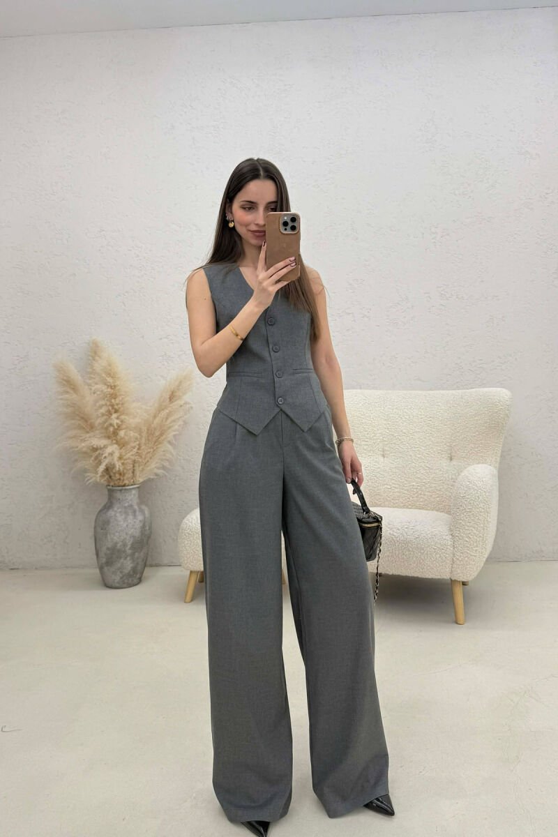 ONE COLOR VEST+TROUSERS WOMEN SET GREY/GRI - 1