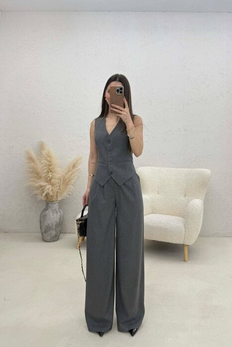 ONE COLOR VEST+TROUSERS WOMEN SET GREY/GRI - 2