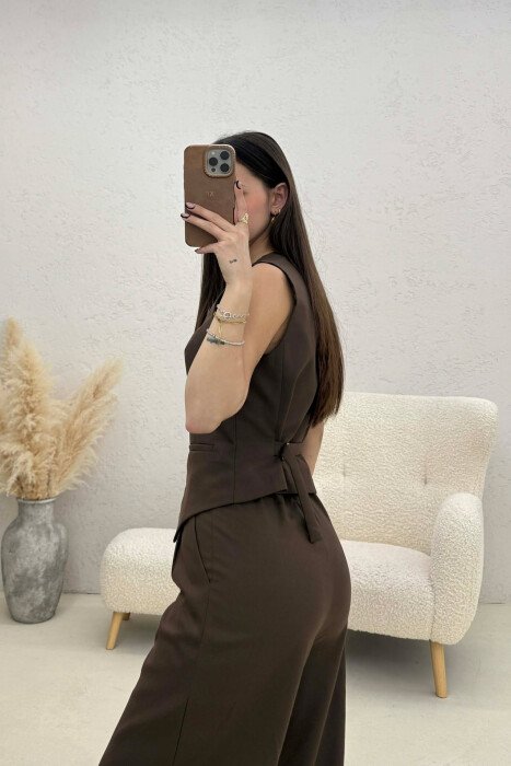 ONE COLOR VEST+TROUSERS WOMEN SET LIGHT BROWN/KAZB - 2