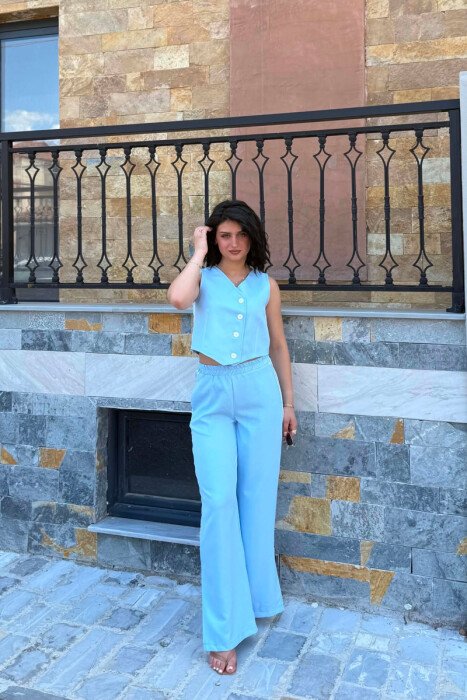 ONE COLOR VEST+TROUSERS WOMEN SET LIGHTBLUE/BZ - 1