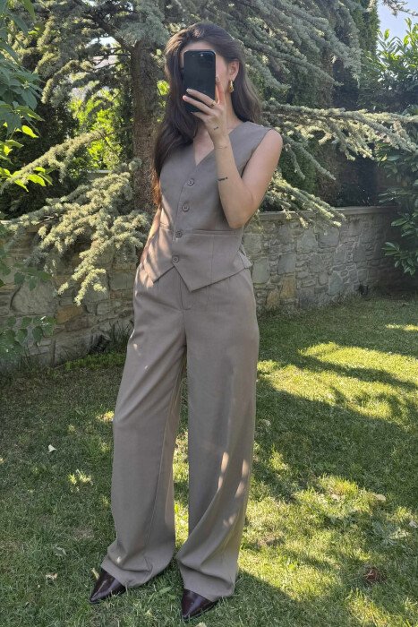 ONE COLOR VEST+TROUSERS WOMEN SET OLIVE/ULLI - 1