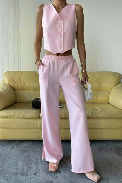 ONE COLOR VEST+TROUSERS WOMEN SET PINK/ROZE - 6