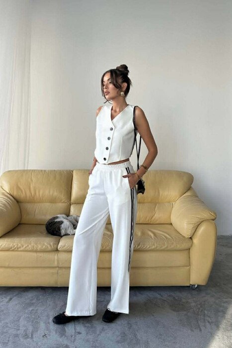ONE COLOR VEST+TROUSERS WOMEN SET WHITE-E BARDHE - 7