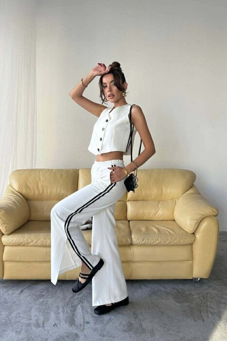 ONE COLOR VEST+TROUSERS WOMEN SET WHITE-E BARDHE - 8