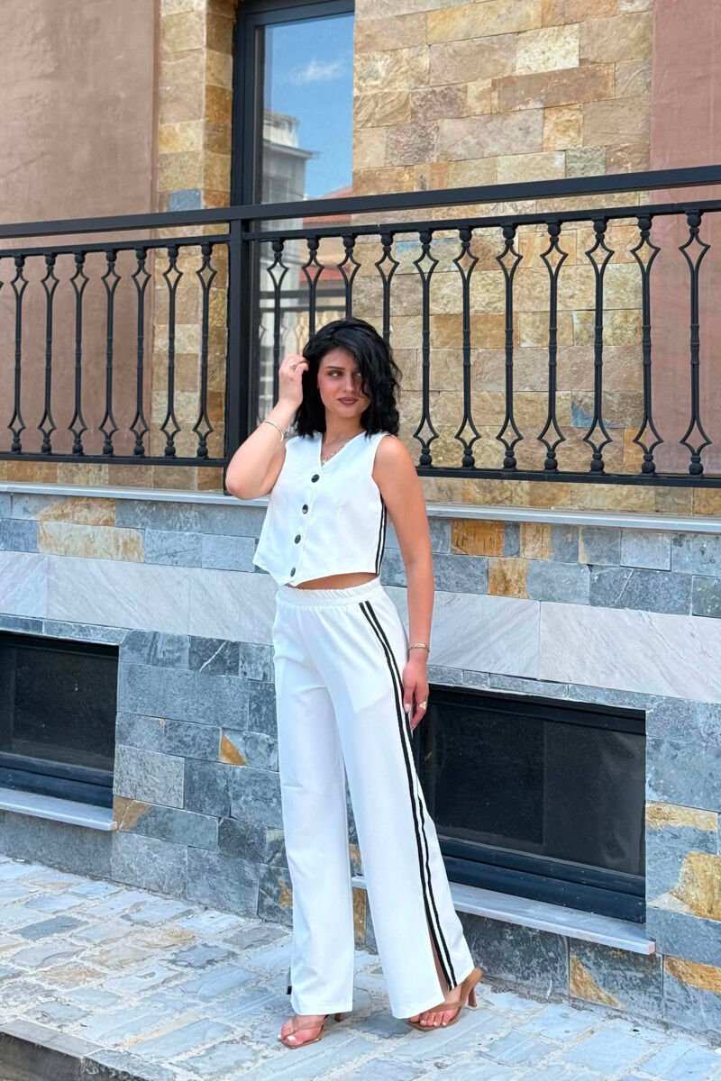 ONE COLOR VEST+TROUSERS WOMEN SET WHITE-E BARDHE - 2