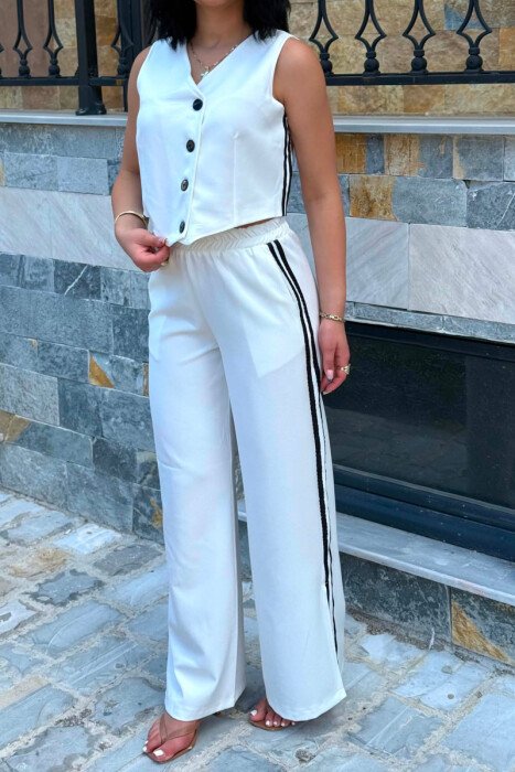 ONE COLOR VEST+TROUSERS WOMEN SET WHITE-E BARDHE - 4