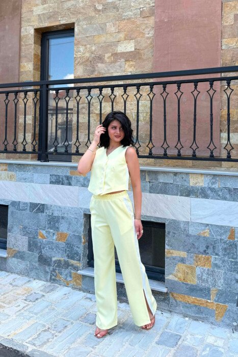 ONE COLOR VEST+TROUSERS WOMEN SET YELLOW/E VERDHE - 1