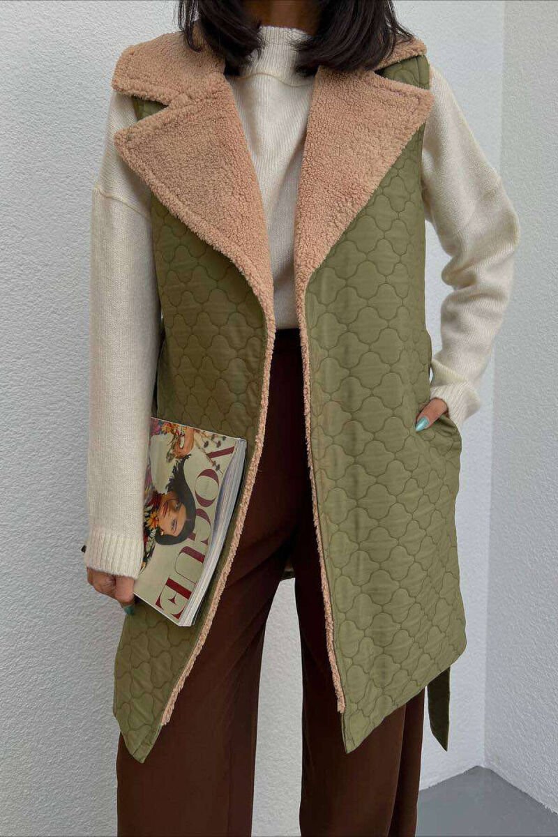 ONE COLOR WARM WOMEN VEST GREEN/JESHILE - 1