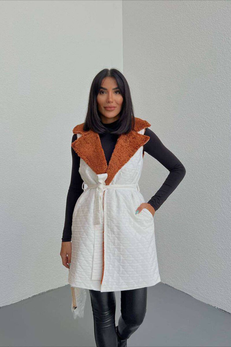 ONE COLOR WARM WOMEN VEST WHITE-E BARDHE - 2
