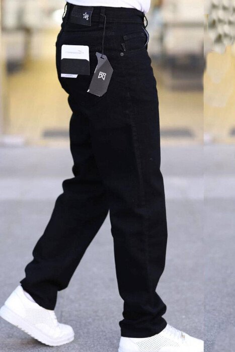 ONE COLOR WIDE LEG MEN JEANS BLACK/ E ZEZE - 2