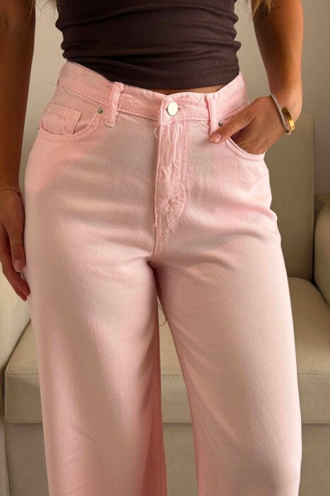 ONE COLOR WIDE LEG WOMAN JEANS BABY PINK/ROZB - 3
