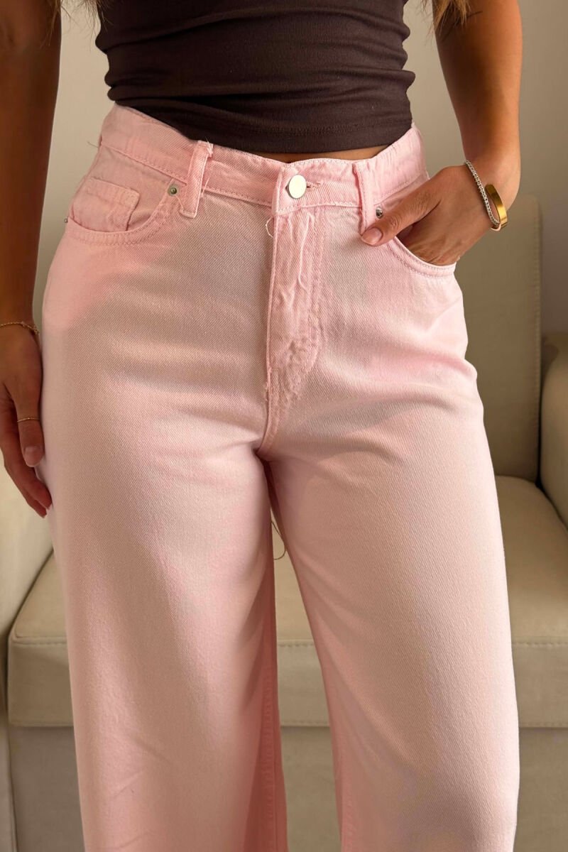 ONE COLOR WIDE LEG WOMAN JEANS BABY PINK/ROZB - 3