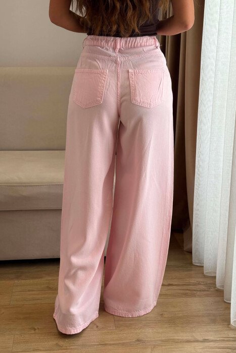 ONE COLOR WIDE LEG WOMAN JEANS BABY PINK/ROZB - 4