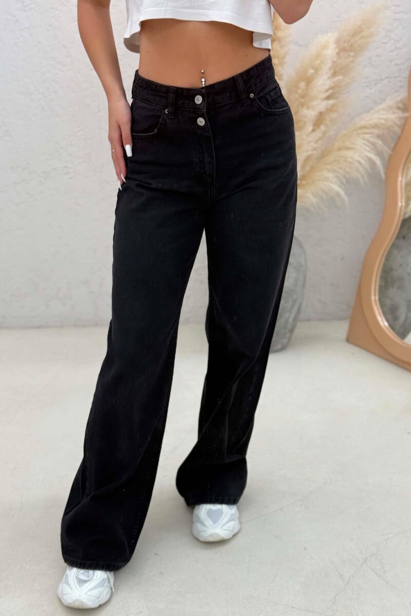ONE COLOR WIDE LEG WOMAN JEANS BLACK/ E ZEZE - 2