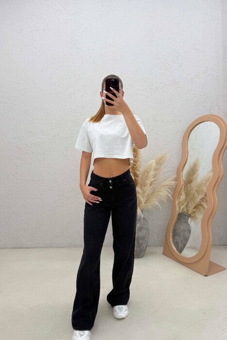 ONE COLOR WIDE LEG WOMAN JEANS BLACK/ E ZEZE - 4