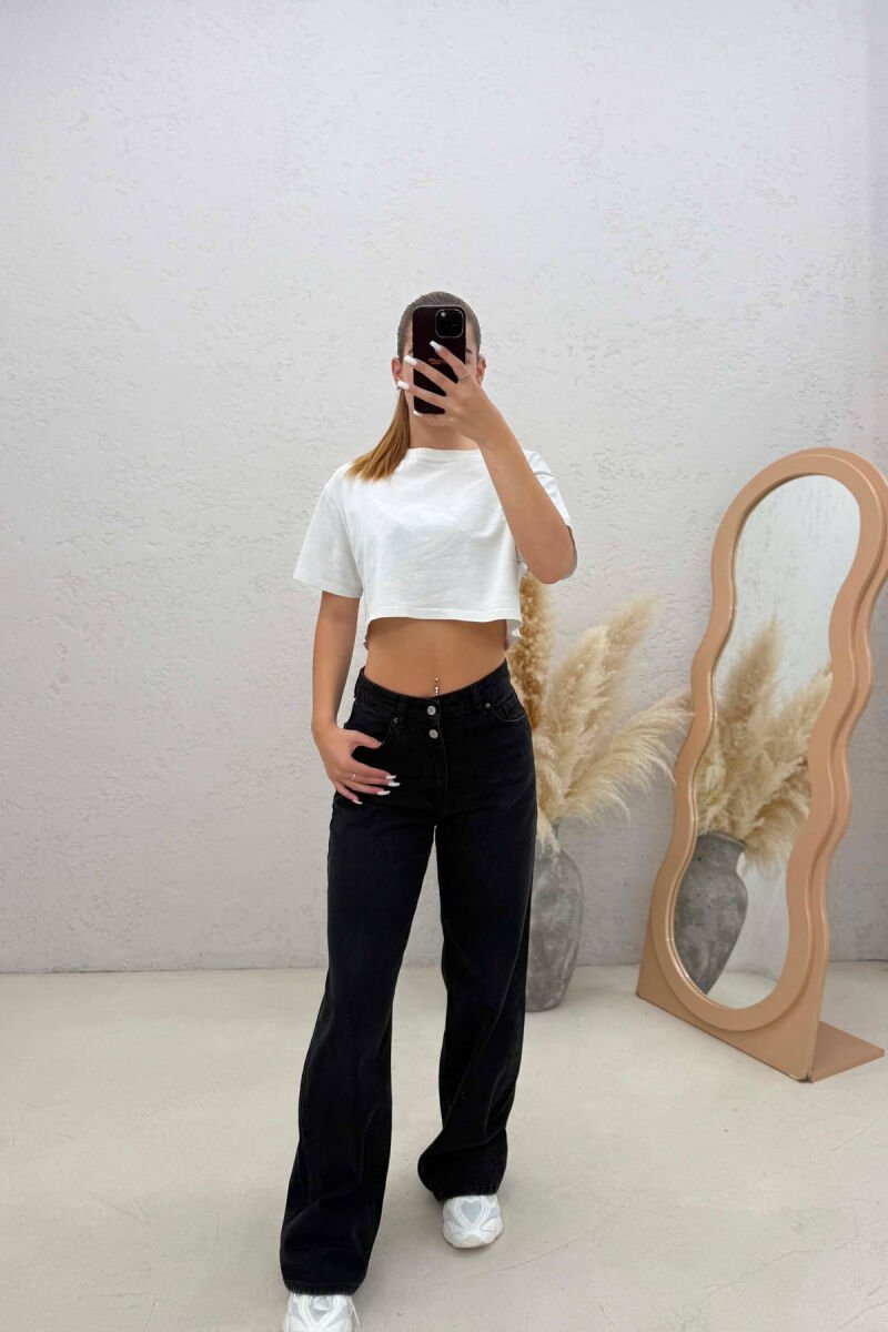 ONE COLOR WIDE LEG WOMAN JEANS BLACK/ E ZEZE - 4