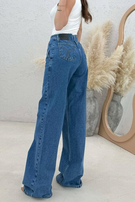 ONE COLOR WIDE LEG WOMAN JEANS BLUE/BLU - 5