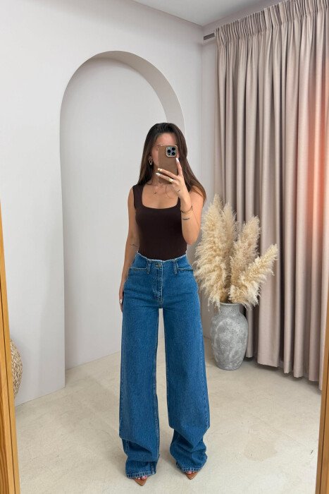 ONE COLOR WIDE LEG WOMAN JEANS BLUE/BLU - 2