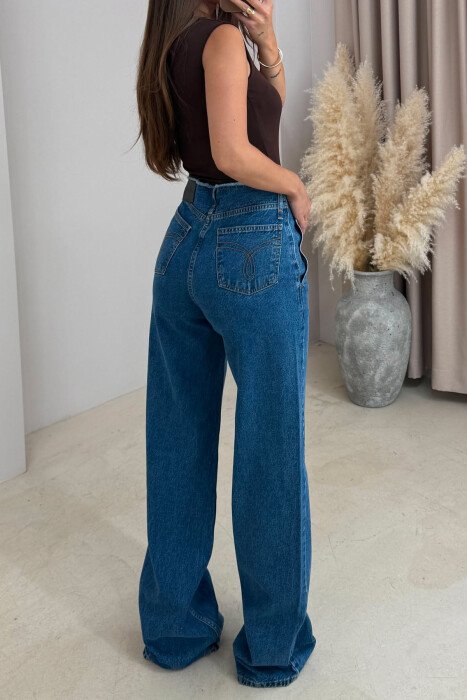 ONE COLOR WIDE LEG WOMAN JEANS BLUE/BLU - 8