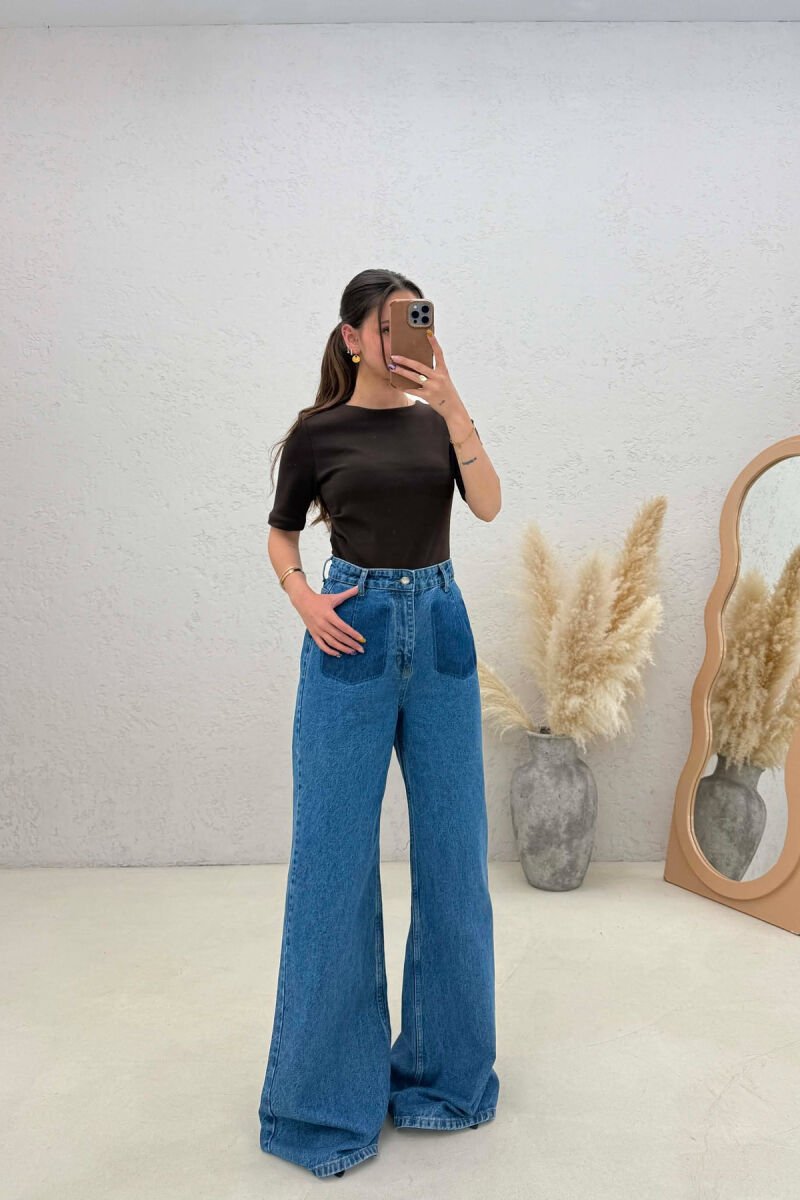 ONE COLOR WIDE LEG WOMAN JEANS BLUE/BLU - 1
