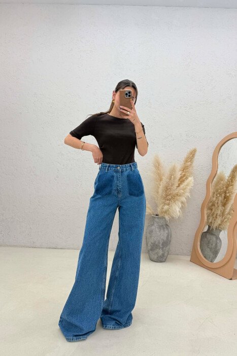ONE COLOR WIDE LEG WOMAN JEANS BLUE/BLU - 3