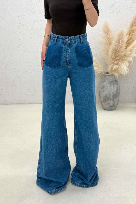 ONE COLOR WIDE LEG WOMAN JEANS BLUE/BLU - 4