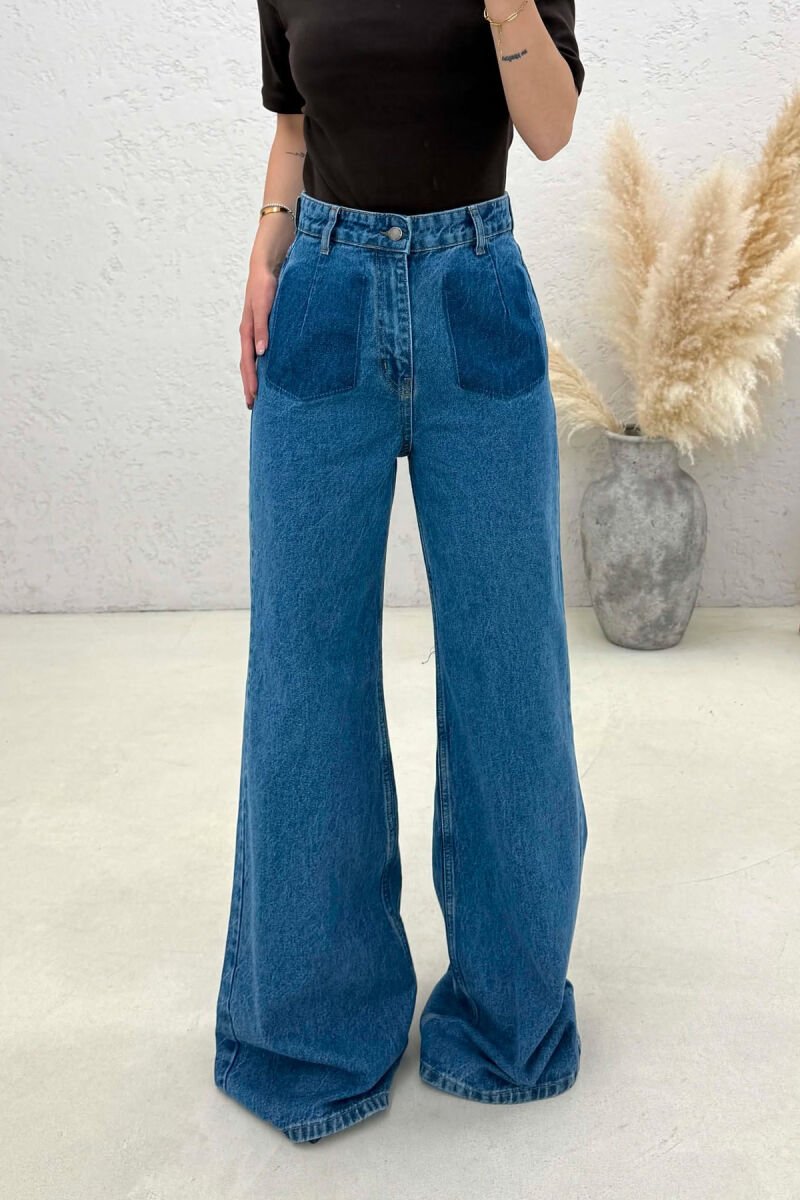 ONE COLOR WIDE LEG WOMAN JEANS BLUE/BLU - 4