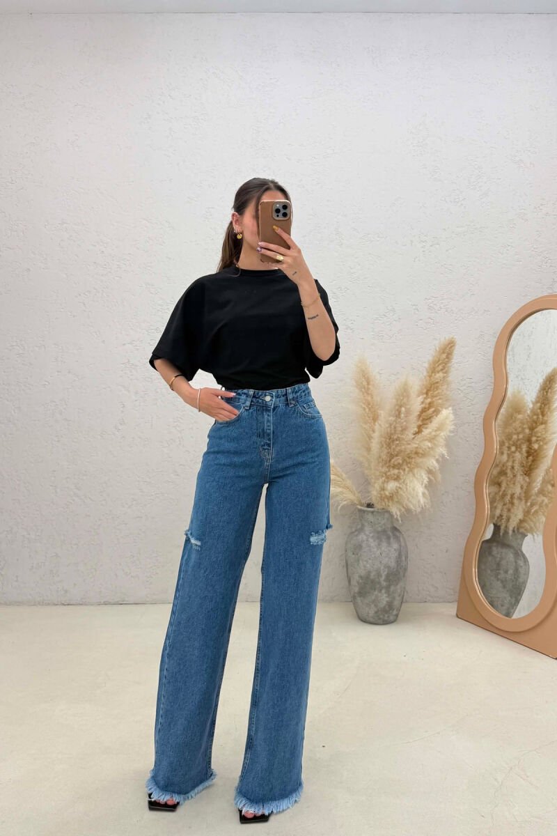 ONE COLOR WIDE LEG WOMAN JEANS BLUE/BLU - 1