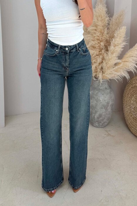 ONE COLOR WIDE LEG WOMAN JEANS BLUE/BLU - 4