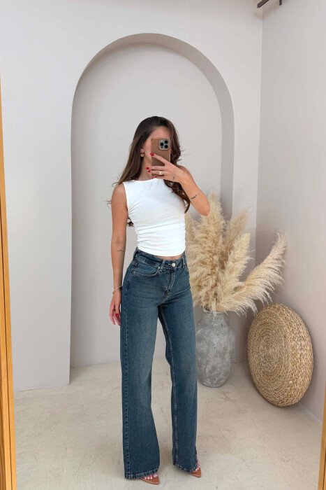 ONE COLOR WIDE LEG WOMAN JEANS BLUE/BLU - 5