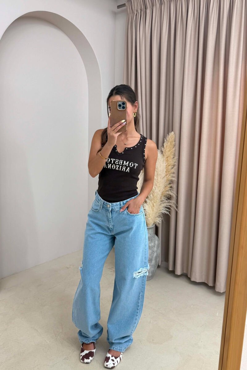 ONE COLOR WIDE LEG WOMAN JEANS BLUE/BLU - 1