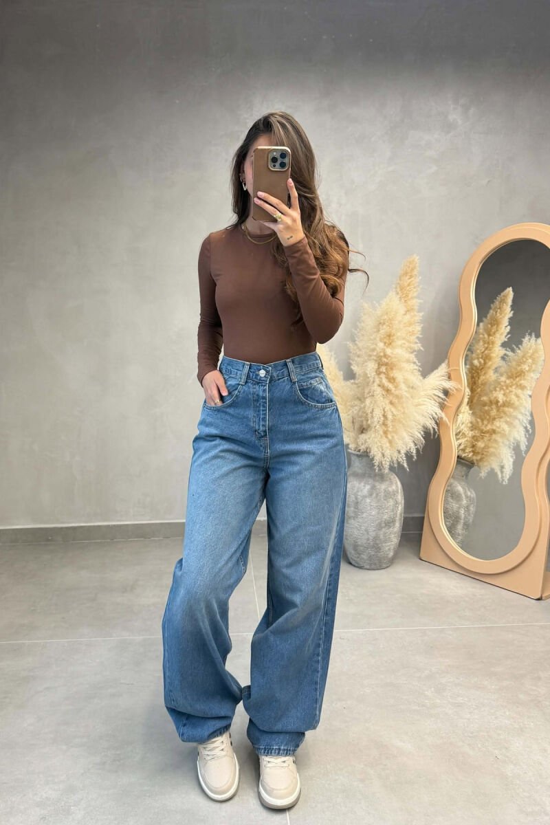 ONE COLOR WIDE LEG WOMAN JEANS BLUE/BLU - 1