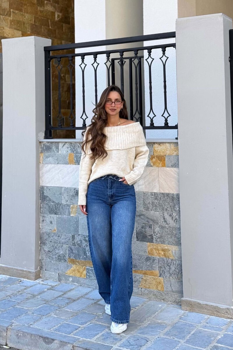ONE COLOR WIDE LEG WOMAN JEANS BLUE/BLU - 1