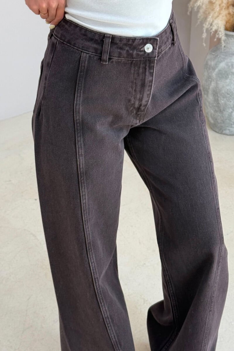 ONE COLOR WIDE LEG WOMAN JEANS BROWN/KAFE - 3