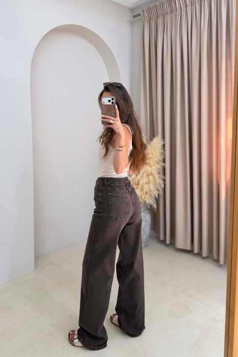 ONE COLOR WIDE LEG WOMAN JEANS BROWN/KAFE - 4
