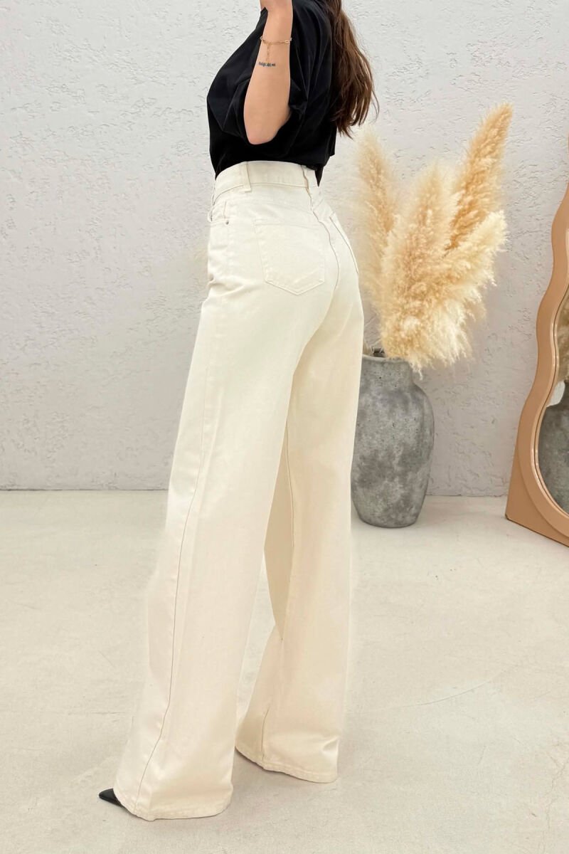 ONE COLOR WIDE LEG WOMAN JEANS CREAM/KREM - 2