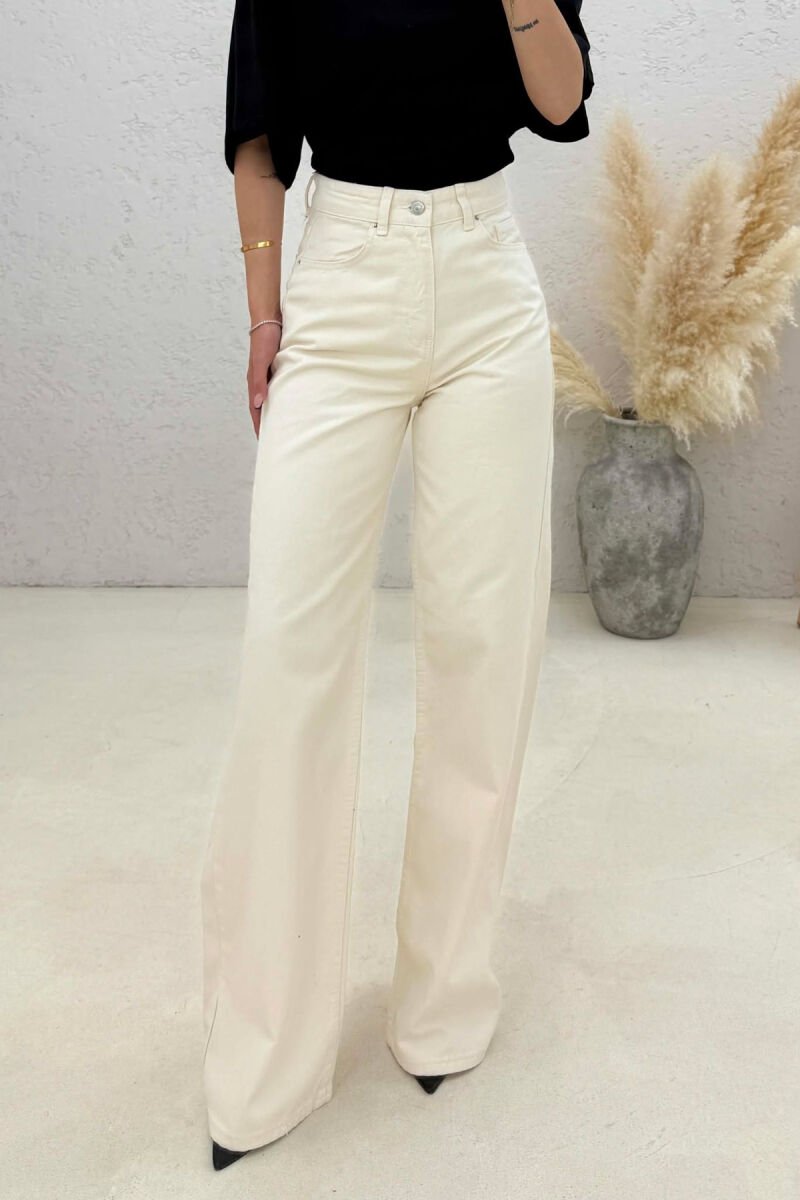 ONE COLOR WIDE LEG WOMAN JEANS CREAM/KREM - 3