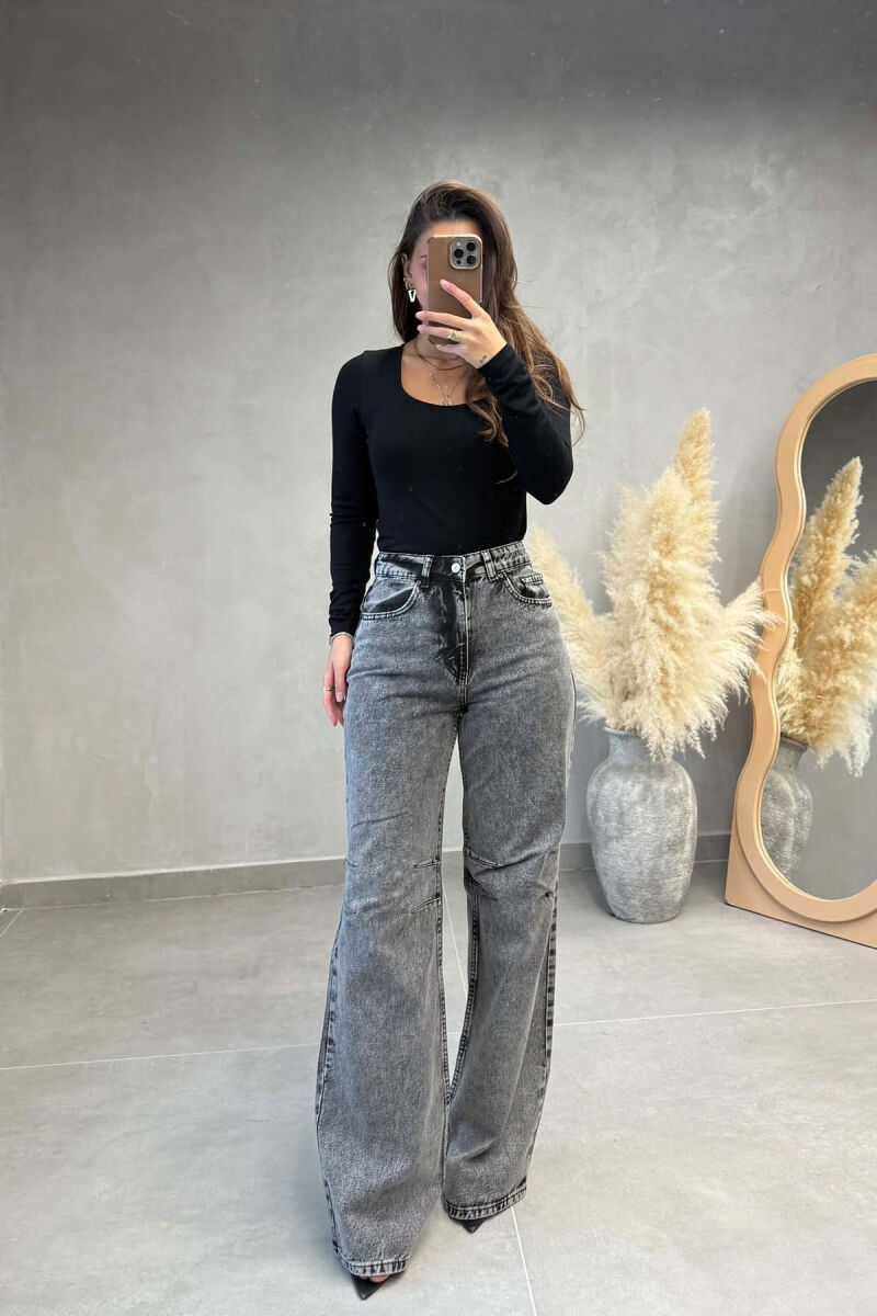 ONE COLOR WIDE LEG WOMAN JEANS GREY/GRI - 1
