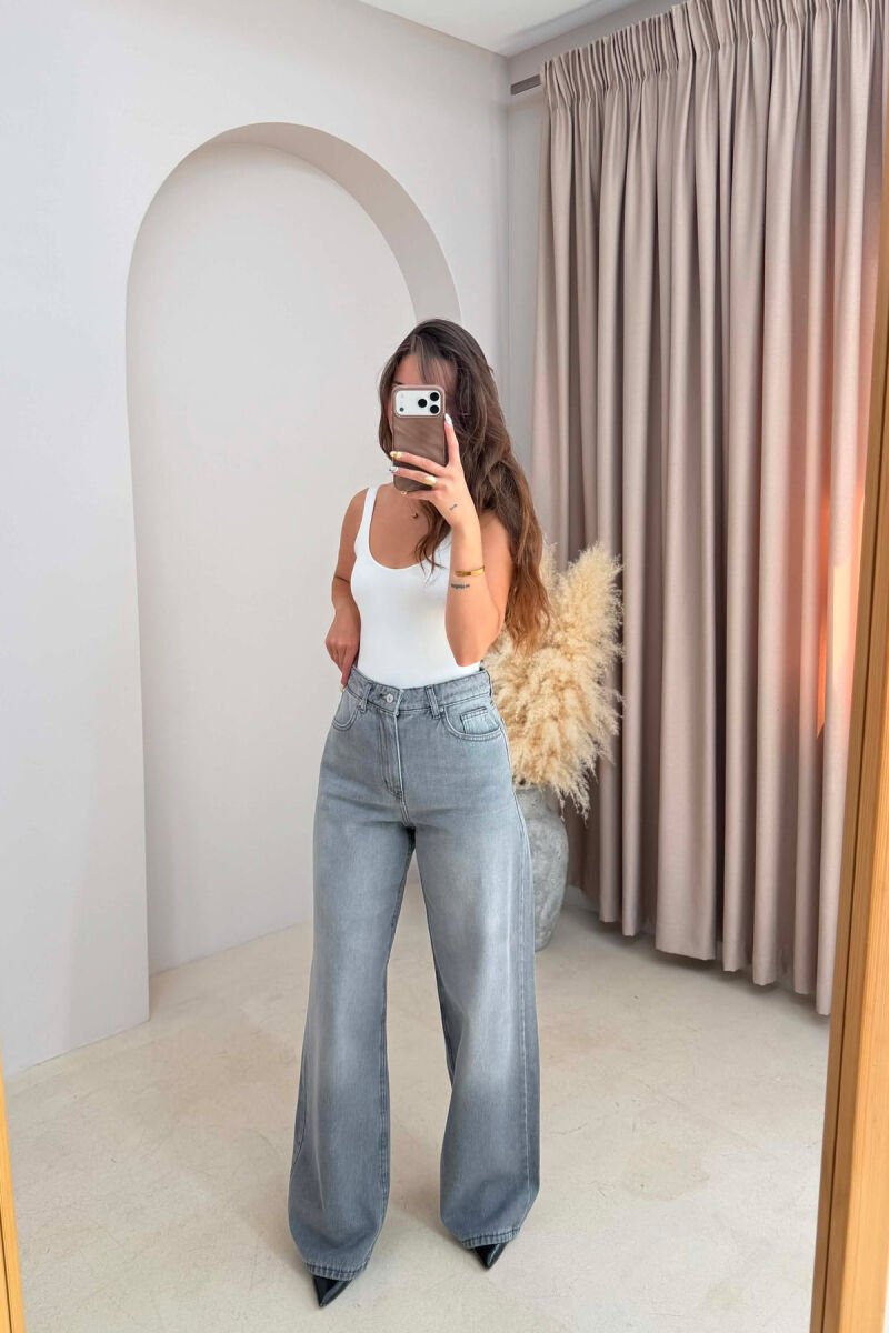 ONE COLOR WIDE LEG WOMAN JEANS GREY/GRI - 1