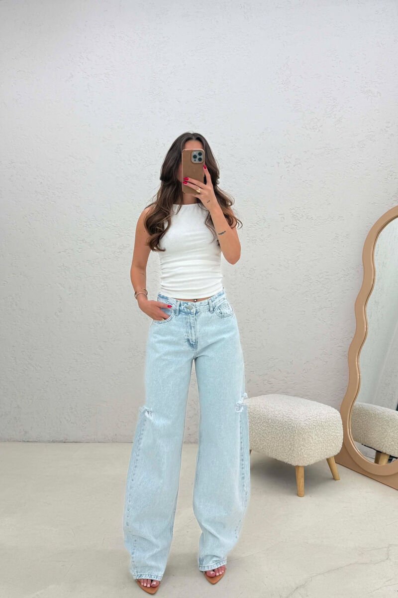 ONE COLOR WIDE LEG WOMAN JEANS LIGHTBLUE/BZ - 1