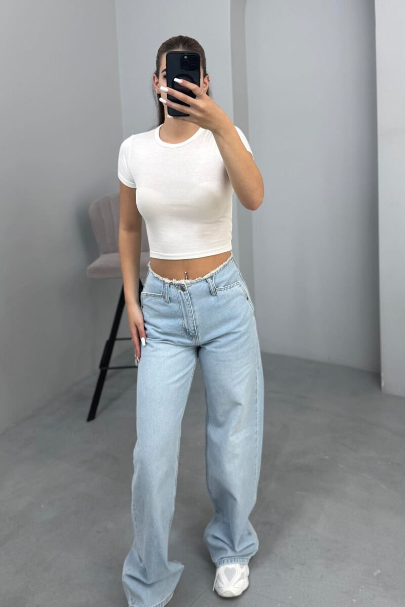 ONE COLOR WIDE LEG WOMAN JEANS LIGHTBLUE/BZ - 1