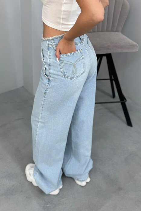 ONE COLOR WIDE LEG WOMAN JEANS LIGHTBLUE/BZ - 2