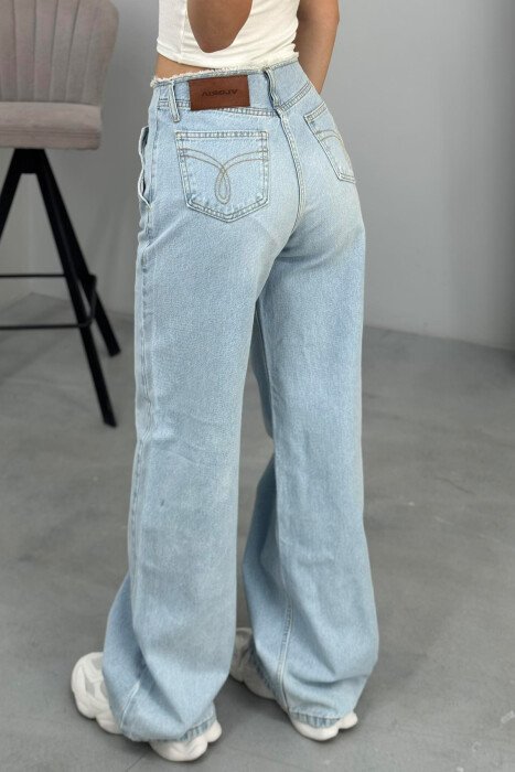 ONE COLOR WIDE LEG WOMAN JEANS LIGHTBLUE/BZ - 5