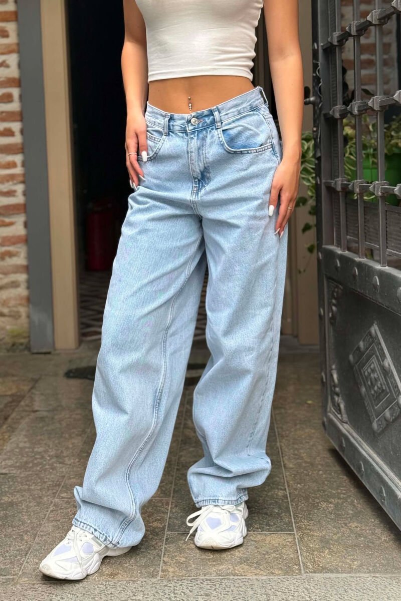 ONE COLOR WIDE LEG WOMAN JEANS LIGHTBLUE/BZ - 2