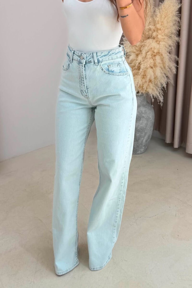 ONE COLOR WIDE LEG WOMAN JEANS LIGHTBLUE/BZ - 3